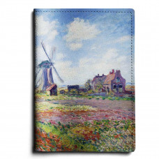 Обложка для паспорта, PAS1 «Claude Monet Tulip Field and windmill»