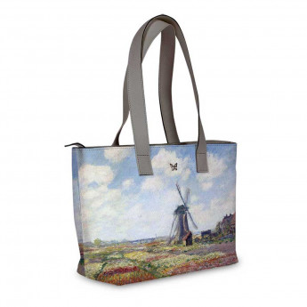 Сумка тоут, BAG2 «Claude Monet Tulip Field and windmill»