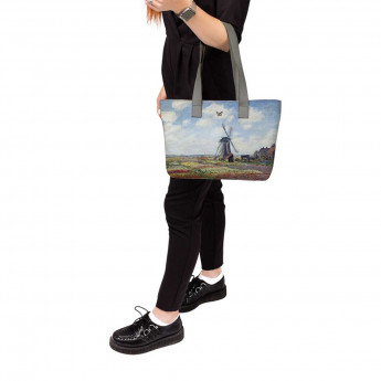 Сумка тоут, BAG2 «Claude Monet Tulip Field and windmill»