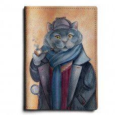 Обложка для паспорта, PAS1 «Шерлок кот»